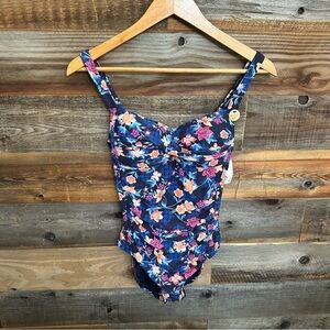 NEW NipTuck Womens Size 6 Navy Blue Floral One-Piece Swimsuit Cruise Swimwear